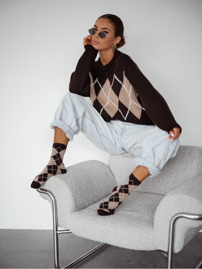 Women's Diamond Vintage pattern socks 0200.195