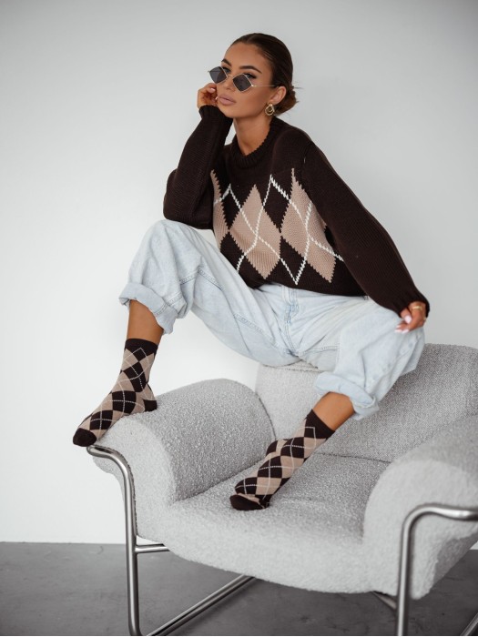 Women's Diamond Vintage pattern socks 0200.195