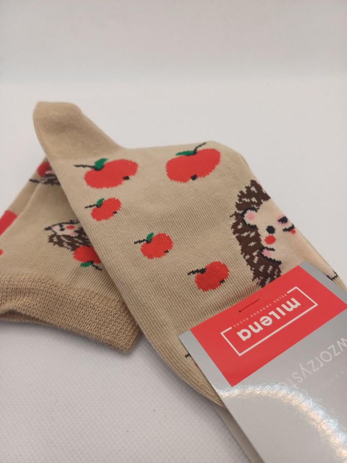 Women's Hedgehogs & Apples pattern socks 0200.122