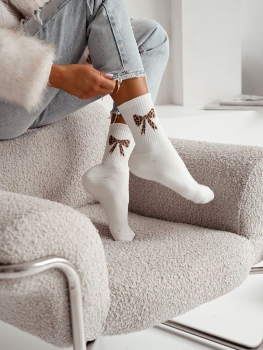 Women's Terry Non-Pressure Thick Socks (Mottled bow) 0118.014