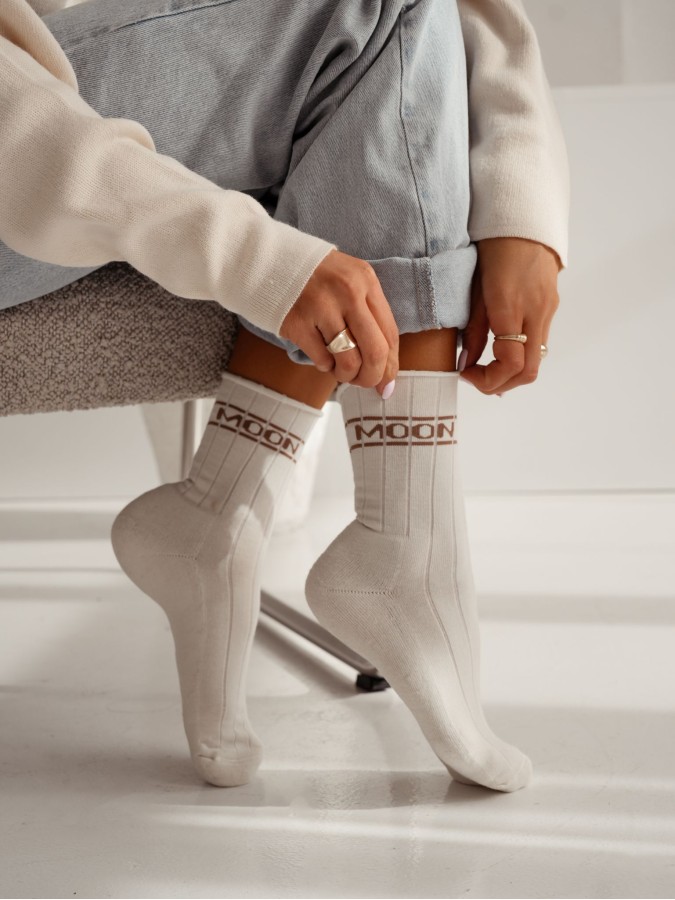 Women's MOON pattern Half-terry socks  0071.009...