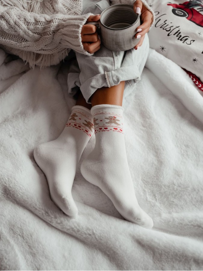 Skarpetki damskie bezuciskowe frotte Ciastka...