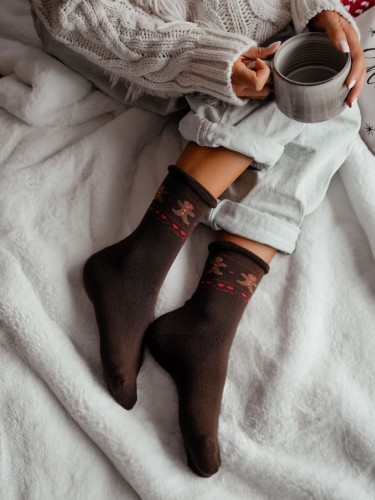 Women's Terry Non-Pressure Thick Socks (Cookies) 0118.013