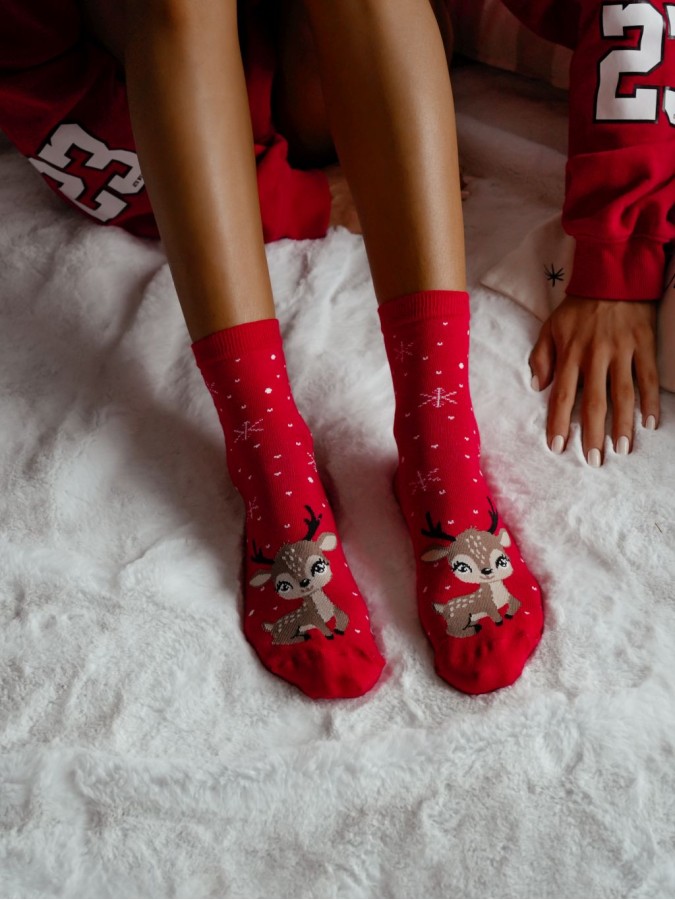 Skarpetki damskie świąteczne Mała reniferka...