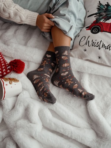 Women's Christmas Gingerbread pattern socks 1283.038 2