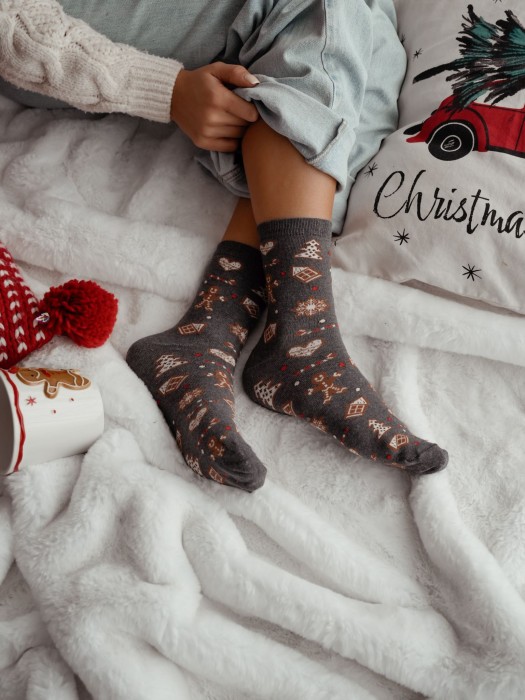 Women's Christmas Gingerbread pattern socks 1283.038