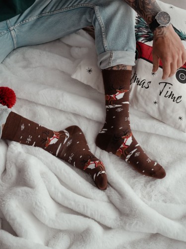 Men's Christmas 'Reindeer with harness' pattern socks...