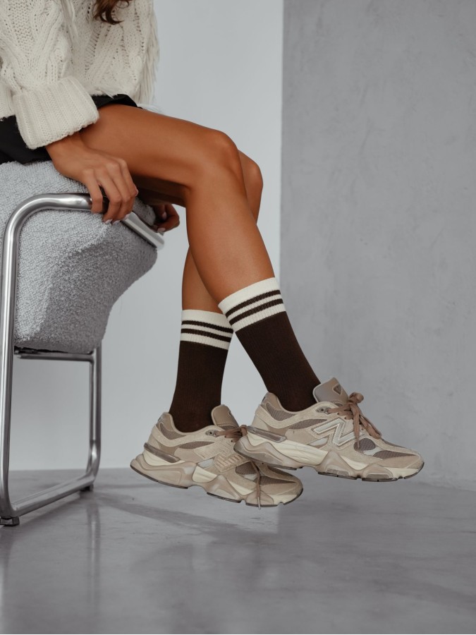 Women's ribbed socks with stripes 1313.001