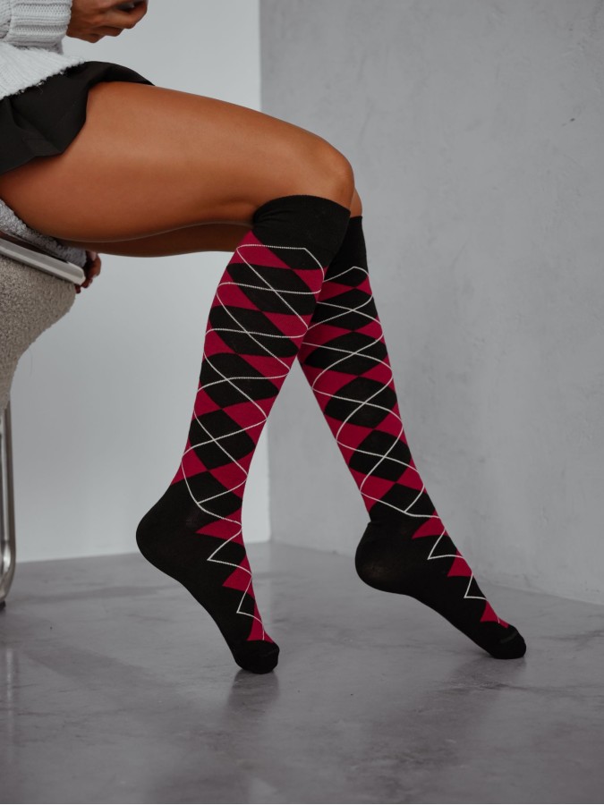 Women's Diamond pattern knee socks 0248.006