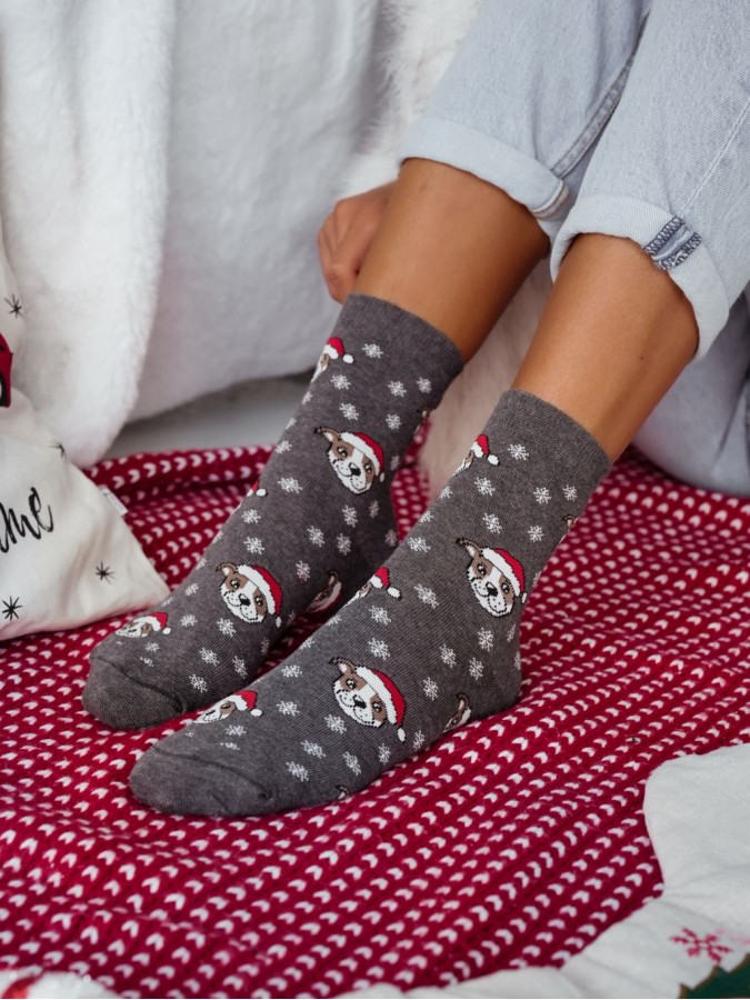 Women's Christmas Bulldogs & Snowflakes pattern...