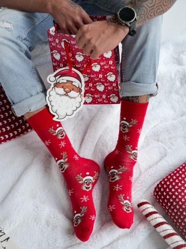 Men's Christmas Smiling reindeers pattern socks 1290.033