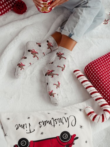 Skating kapibara Christmas socks for women 1283.041