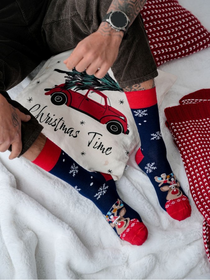 Men's Christmas Winking Reindeer pattern socks...