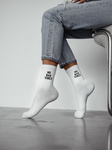 Women's 'NO BAD VIBES' pattern socks 0200.197