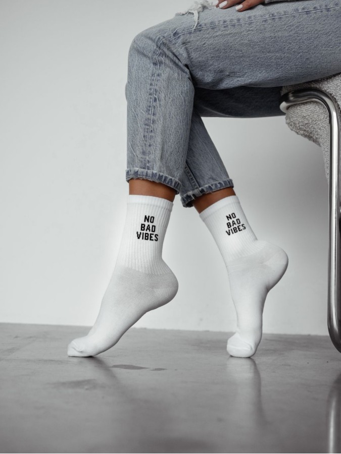 Women's 'NO BAD VIBES' pattern socks 0200.197