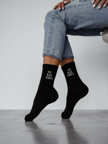 Women's 'NO BAD VIBES' pattern socks 0200.197 2