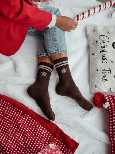 Women's Reindeer's head ribbed socks 1283.014