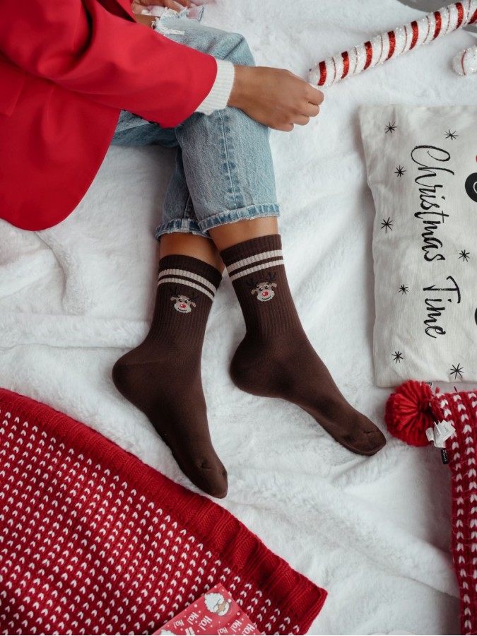 Women's Reindeer's head ribbed socks 1283.014