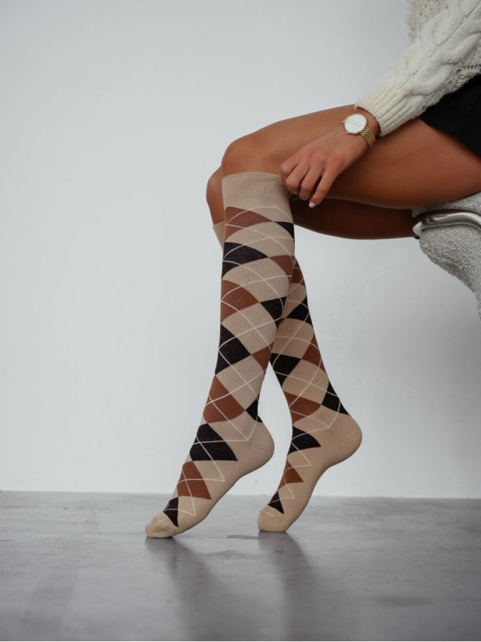 Women's Diamond pattern knee socks 0248.006
