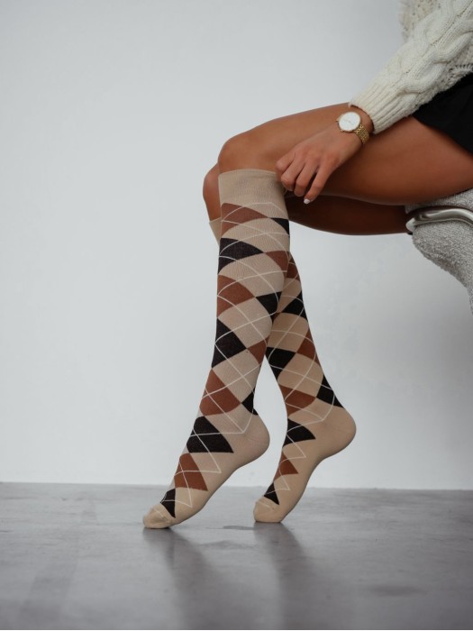 Women's Diamond pattern knee socks 0248.006