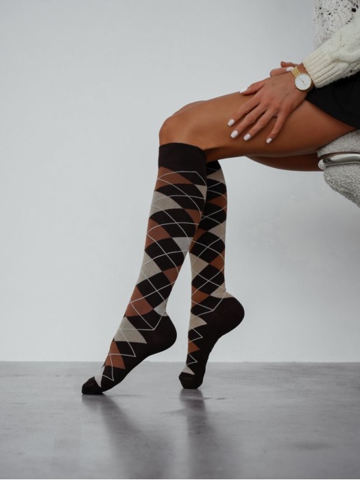 Women's Diamond pattern knee socks 0248.006