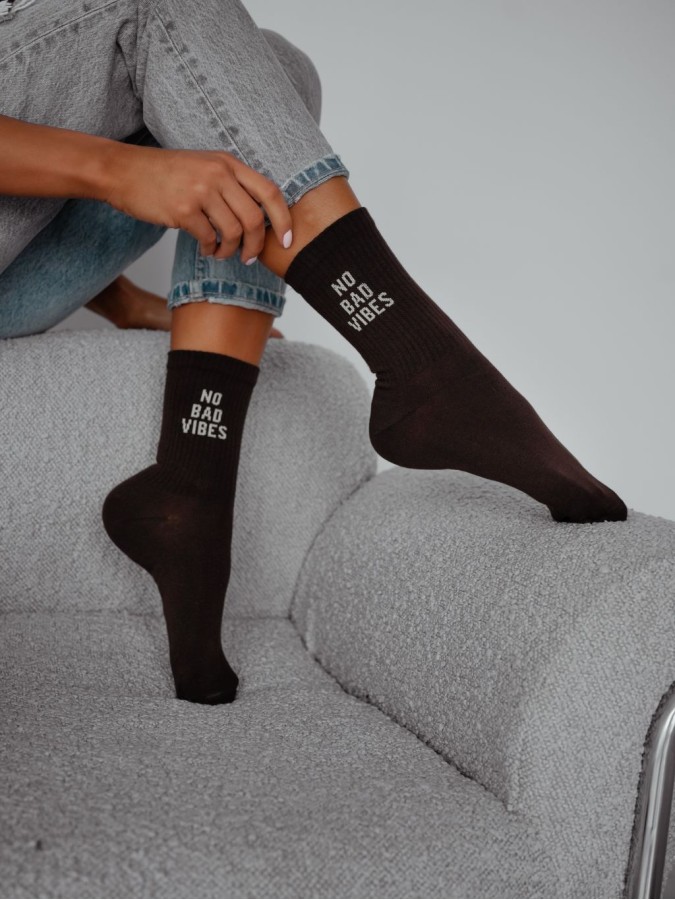 Women's 'NO BAD VIBES' pattern socks 0200.197