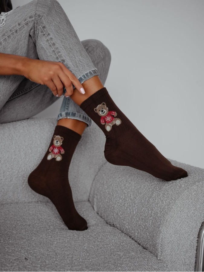 Women's teddy bear in a sweater pattern socks...