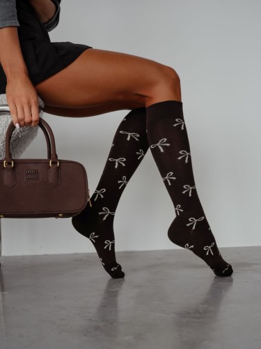 Women's knee-high socks with bows 0248.016