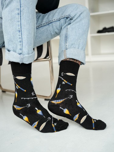 Men's 'Fishing rods and floats' pattern socks 0125.130