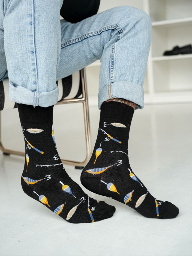Men's 'Fishing rods and floats' pattern socks...