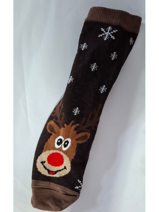 Kids'Christmas Reindeer heads & Snowflakes pattern socks 1306.011