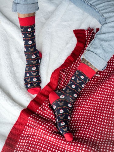 Skarpetki męskie świąteczne Renifery, Mikołaje i Lampki...