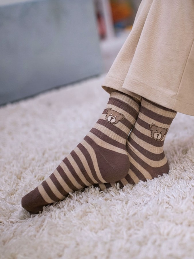 Children's striped socks with teddy bear 1184.061