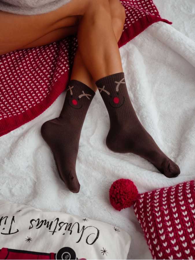 Women's Christmas socks with reindeer 1283.042