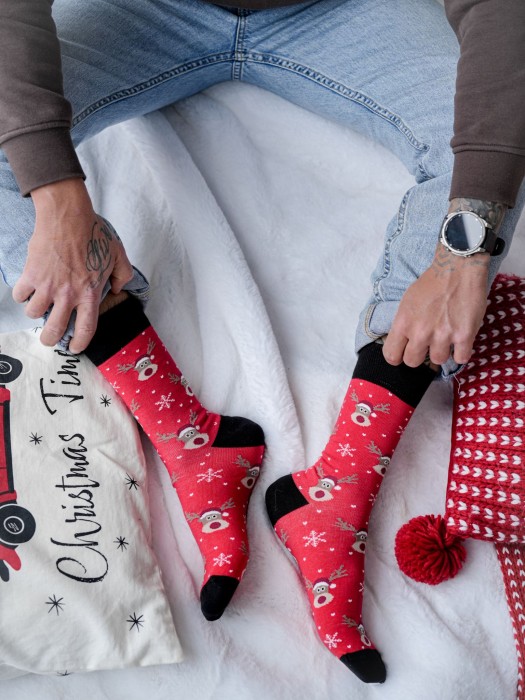 Men's Little Reindeer & Snowflakes pattern socks 1290.041