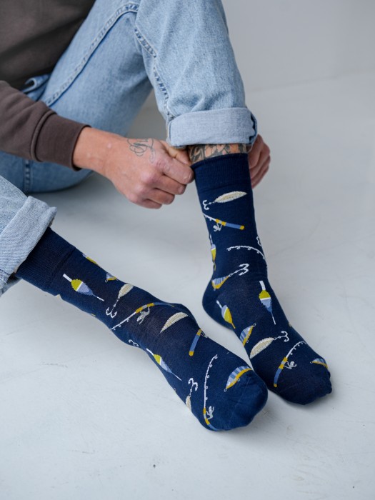 Men's 'Fishing rods and floats' pattern socks 0125.130