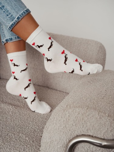 Women's 'Valentine Dachshund Dog' pattern socks 0200.201 2