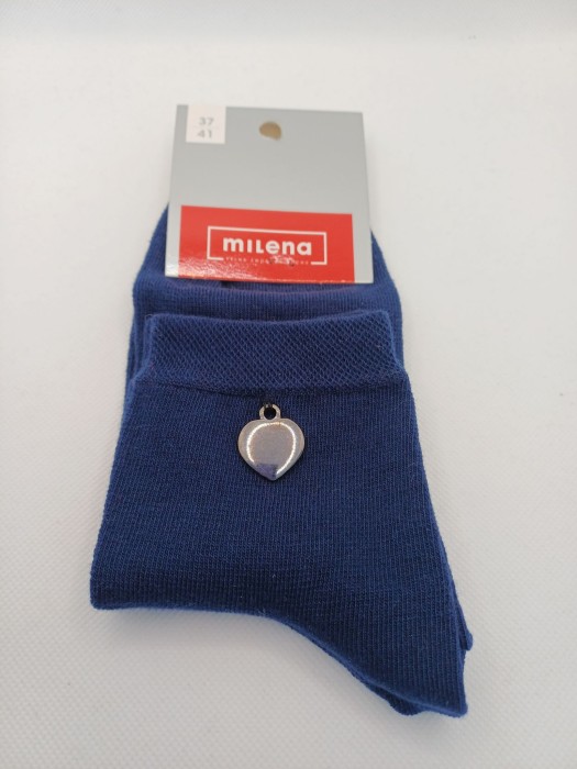 Women's cotton socks with small metal detail (Little full heart) 0996.004