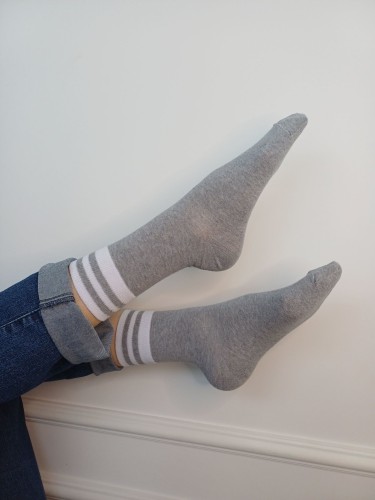 Women's cotton socks with a striped welt 0200.098
