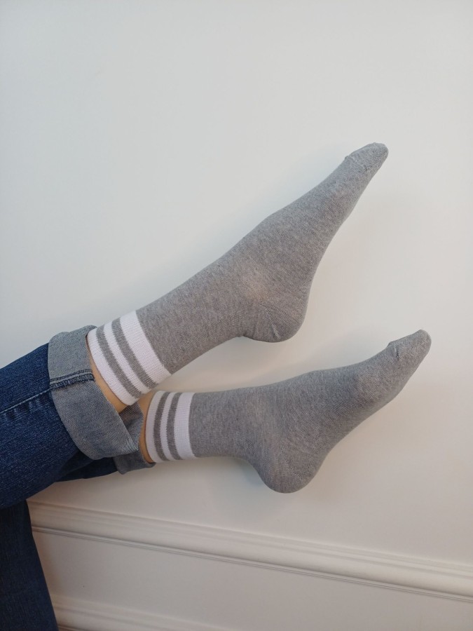 Women's cotton socks with a striped welt 0200.098