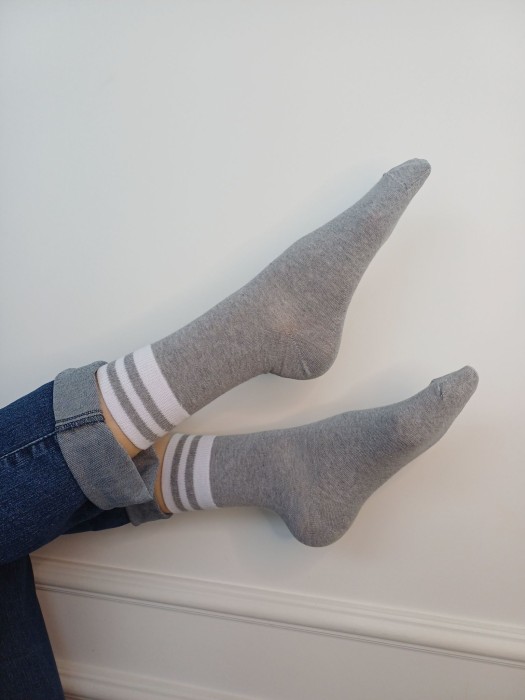 Women's cotton socks with a striped welt 0200.098