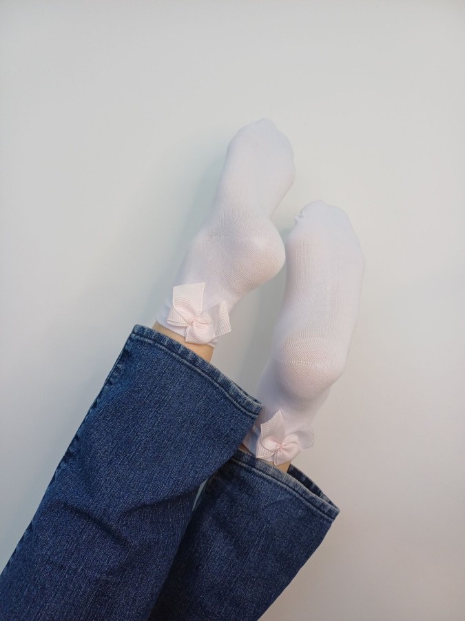 Women's cotton socks with a bow 0965