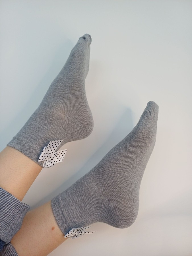 Women's cotton socks with a bow 0965
