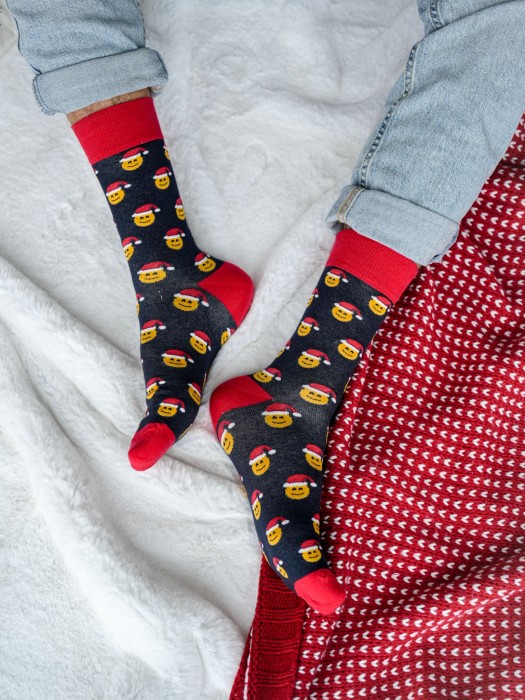 Men's Christmas Emoji pattern socks 1290.007