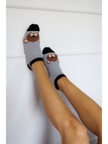 Women's Teddy Bear's big head with stripes pattern low... 2