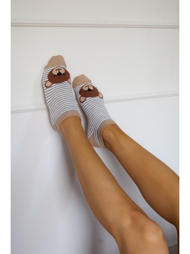 Women's Teddy Bear's big head with stripes pattern low...