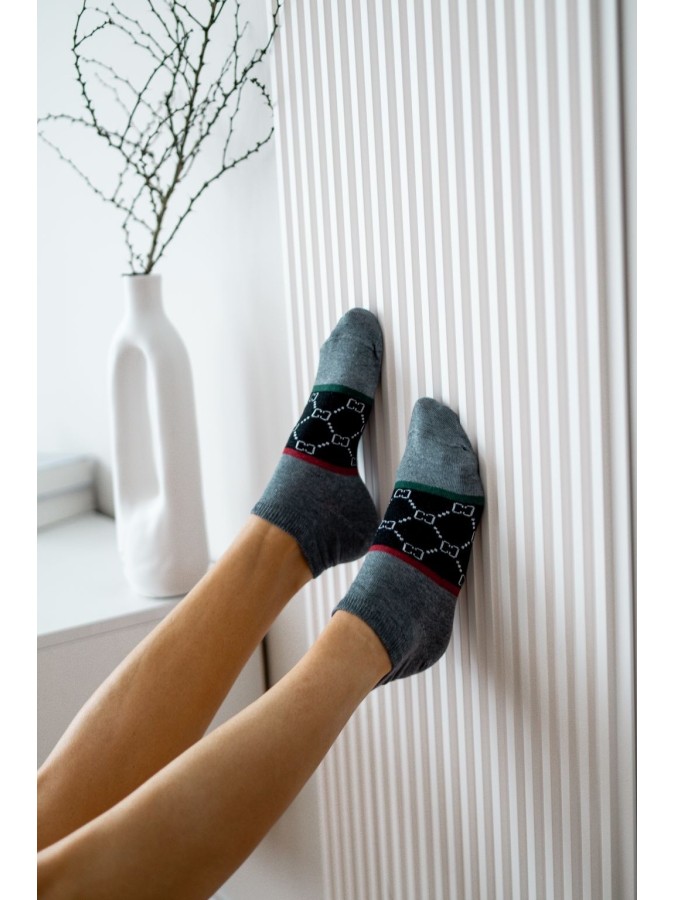 Women's Wide stripes CC pattern low ankle socks...