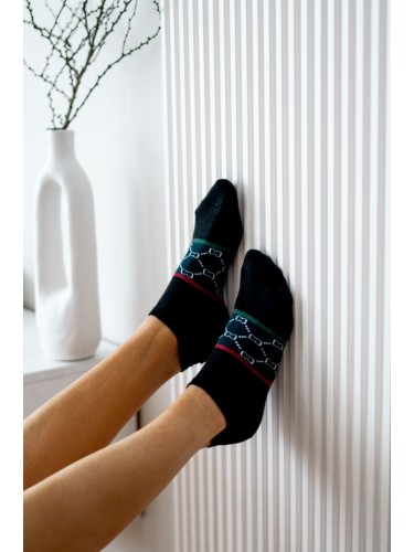 Women's Wide stripes CC pattern low ankle socks 005.1146 2