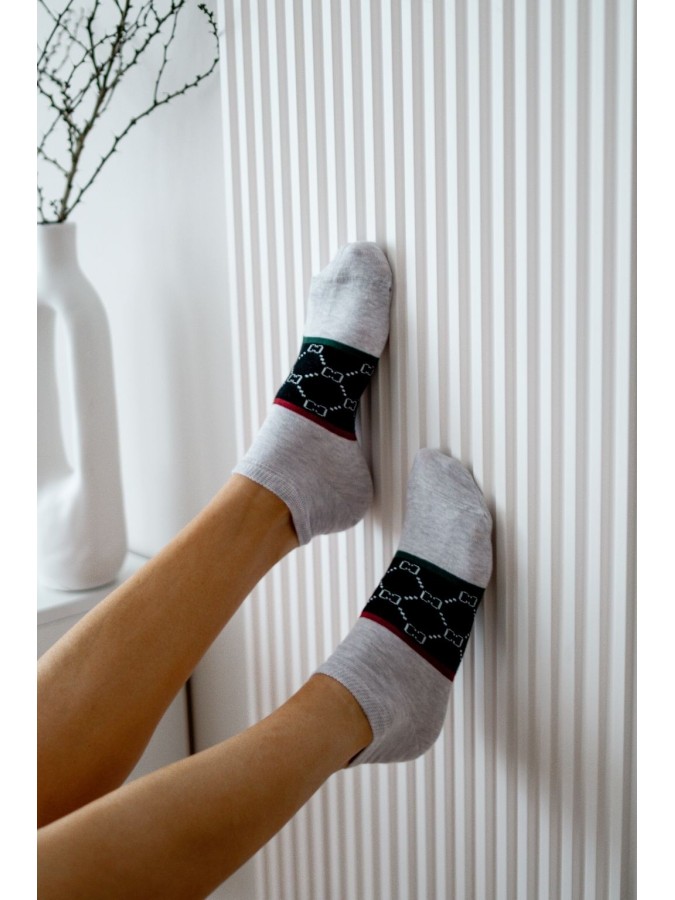 Women's Wide stripes CC pattern low ankle socks...