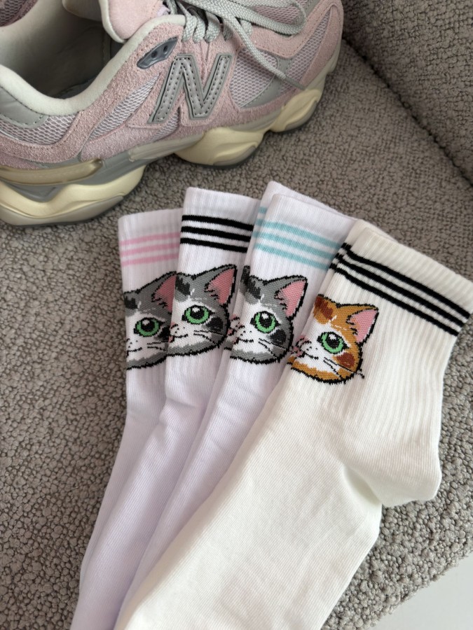 Women's Cat & Stripes pattern socks 0200.211
